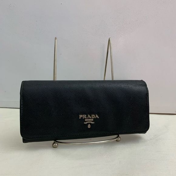 Prada Handbags - 💥AUTHENTIC💥 Prada Saffiano Black Leather Long Wallet